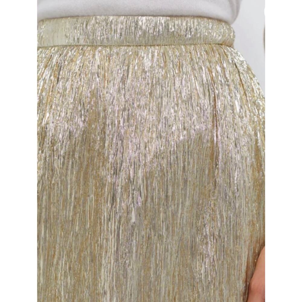 TUCKERNUCK Hyacinth House Gold Metallic Plisse Gloria Midi Skirt  NWT Size Large - Picture 2 of 10